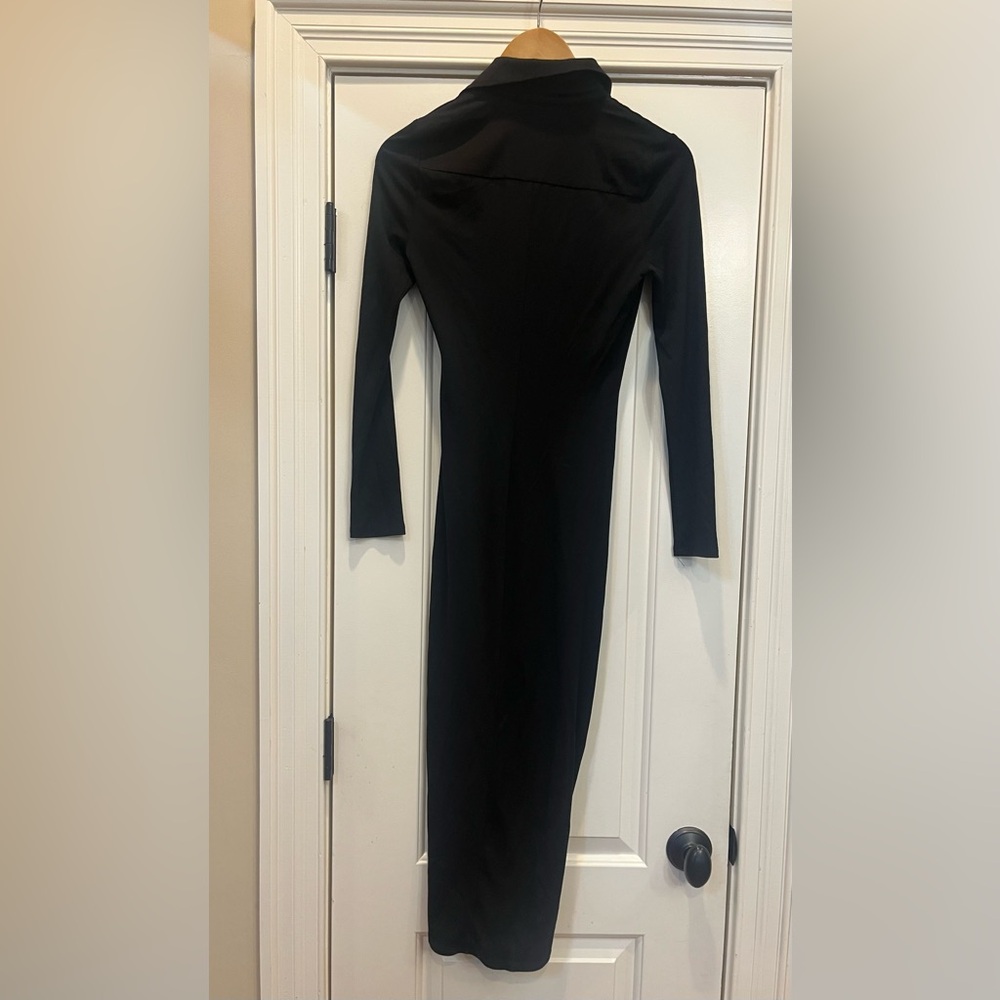 Astr the Label Black Button-Front Ruched Midi Dress XS - Picture 3 of 8